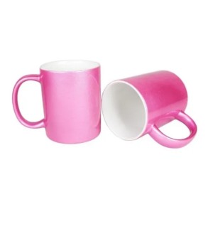 CANECA SUBLIMATICA PEROLADA ROSA CHICLETE 325ML